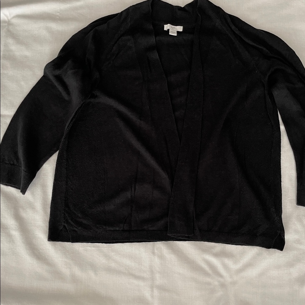 Open front, Black lightweight sweater